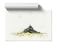 View of Le Mont-Saint-Michel in Normandy Design - Satin Poster Print Wall Art Picture - Ready to Frame - A2