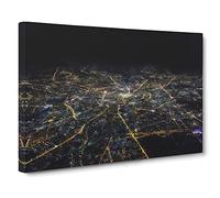 View Of Moscow In Russia At Night Canvas Print | Gallery Wrapped 30mm Frame Wall Art | 24x16 inches | Ready to Hang | Modern Picture | Living Room Bedroom Lounge Office