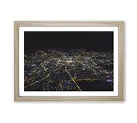 View of Moscow in Russia at Night Painting Framed Print | A2 Oak Framed Wall Art | Ready to Hang | Modern Historical Picture | Living Room Bedroom Lounge Office