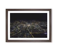 View of Moscow in Russia at Night Painting Framed Print | A2 Walnut Framed Wall Art | Ready to Hang | Modern Historical Picture | Living Room Bedroom Lounge Office