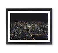 View Of Moscow In Russia At Night Painting Modern Art Framed Wall Art Print, Ready to Hang Picture for Living Room Bedroom Home Office Décor, Black A2 (64 x 46 cm)