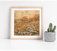 View of Mount Cook, by Margaret Stoddart Stunning Framed Wall Art Picture Print Square - 25cm wide x 25cm high - Light Oak Frame