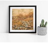 View of Mount Cook, by Margaret Stoddart Stunning Framed Wall Art Picture Print Square - 35cm wide x 35cm high - Black Frame