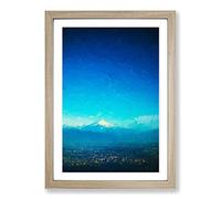 View of Mount Fuji in Abstract Framed Print | A2 Oak Framed Wall Art | Ready to Hang | Abstract Landscape Picture | Living Room Bedroom Lounge Office