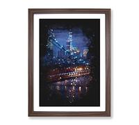View Of New York City Paint Splash Modern Framed Print | A3 Walnut Framed Wall Art | Ready to Hang | Modern Cityscape Picture | Living Room Bedroom Lounge Office