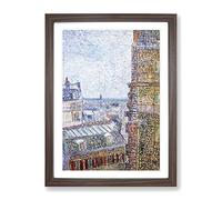 View Of Paris By Vincent Van Gogh Classic Painting Framed Print | A2 Walnut Framed Wall Art | Ready to Hang | Classic Historical Picture | Living Room Bedroom Lounge Office