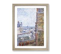 View Of Paris By Vincent Van Gogh Classic Painting Framed Print | A3 Oak Framed Wall Art | Ready to Hang | Classic Historical Picture | Living Room Bedroom Lounge Office