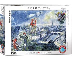 View Of Paris Mark Chagall 1000 piece jigsaw puzzle by Eurographics 68cm x 49cm