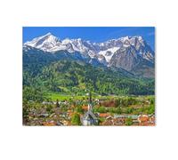 View of Partenkirchen with Parish Church of the Assumption and Wetterstein Mountains,DIY Paint by Numbers for Adults and Kids Painting by Numbers on Canvas Art Crafts Gift ations(30x40cm)-AD65