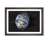 View of Planet Earth Paint Splash Framed Print | A2 Walnut Framed Wall Art | Ready to Hang | Modern Space Picture | Living Room Bedroom Lounge Office