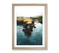 View Of Port Isaac In Cornwall Painting Modern Framed Print | A2 Oak Framed Wall Art | Ready to Hang | Modern Historical Picture | Living Room Bedroom Lounge Office
