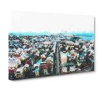 View Of Reykjavik In Iceland Canvas Print | Gallery Wrapped 30mm Frame Wall Art | 24x16 inches | Ready to Hang | Abstract Picture | Living Room Bedroom Lounge Office