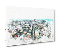View Of Reykjavik In Iceland Watercolour Canvas Print | Gallery Wrapped 30mm Frame Wall Art | 30x20 inches | Ready to Hang | Modern Picture | Living Room Bedroom Lounge Office
