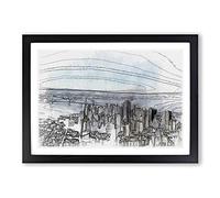 View of San Francisco in Abstract Framed Print | A2 Black Framed Wall Art | Ready to Hang | Abstract Fantasy Picture | Living Room Bedroom Lounge Office