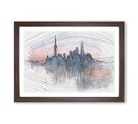 View of Shanghai in China in Abstract Framed Print | A2 Walnut Framed Wall Art | Ready to Hang | Abstract Fantasy Picture | Living Room Bedroom Lounge Office