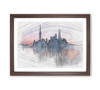 View Of Shanghai In China In Abstract Modern Art Framed Print | A2 Walnut Framed Wall Art | Ready to Hang | Abstract Fantasy Picture | Living Room Bedroom Lounge Office