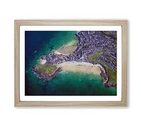 View Of St Ives In Cornwall Modern Art Framed Print | A2 Oak Framed Wall Art | Ready to Hang | Modern Nature Picture | Living Room Bedroom Lounge Office