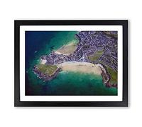 View Of St Ives In Cornwall Modern Art Framed Wall Art Print, Ready to Hang Picture for Living Room Bedroom Home Office Décor, Black A2 (64 x 46 cm)
