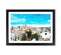 View of Tarragona in Spain Painting Framed Print | A2 Black Framed Wall Art | Ready to Hang | Modern Historical Picture | Living Room Bedroom Lounge Office