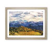 View Of The Alps In Austria Painting Modern Art Framed Print | A2 Oak Framed Wall Art | Ready to Hang | Modern Historical Picture | Living Room Bedroom Lounge Office