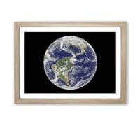 View of The Americas of Planet Earth by Framed Print | A2 Oak Framed Wall Art | Ready to Hang | Modern Space Picture | Living Room Bedroom Lounge Office