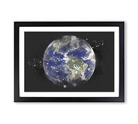View of The Americas of Planet Earth Paint Splash Framed Print | A2 Black Framed Wall Art | Ready to Hang | Modern Space Picture | Living Room Bedroom Lounge Office