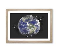 View of The Americas of Planet Earth Paint Splash Framed Print | A2 Oak Framed Wall Art | Ready to Hang | Modern Space Picture | Living Room Bedroom Lounge Office