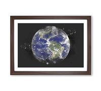 View of The Americas of Planet Earth Paint Splash Framed Print | A2 Walnut Framed Wall Art | Ready to Hang | Modern Space Picture | Living Room Bedroom Lounge Office
