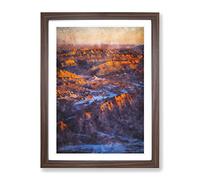 View Of The Atacama Desert In Chile Painting Modern Framed Print | A3 Walnut Framed Wall Art | Ready to Hang | Modern Landscape Picture | Living Room Bedroom Lounge Office