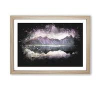 View of The Black Sand Beach Iceland Paint Splash Framed Print | A2 Oak Framed Wall Art | Ready to Hang | Modern Beach Picture | Living Room Bedroom Lounge Office