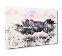 View Of The Black Sand Beach Iceland Watercolour Canvas Print | Gallery Wrapped 30mm Frame Wall Art | 20x14 inches | Ready to Hang | Coastal Seascape Picture | Living Room Bedroom Lounge Office