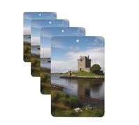 View of The Dunguaire Castle Car Air Freshener Cards Set of 4 Pieces Long Lasting Hanging Scented Cards Auto Aromatherapy Tablets Personalized Car Fresheners Gifts for Men Women - Lavender Scent