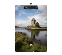View of The Dunguaire Castle Clipboard Colorful Sturdy Acrylic Clipboard Decorative Clip Board with Metal Clip Cute Plastic Clipboards A4 for Nurses Office（Standard Size 8.5" X 12.5"）