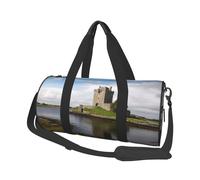 View of The Dunguaire Castle Duffle Bag for Women Men Personal Item Travel Bags Canvas Weekender Overnight Bags Lightweight Sports Tote Gym Bag Carry On Luggage Bag, Black, One Size