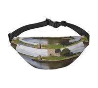 View of The Dunguaire Castle Fanny Pack for Men Women Crossbody Waist Bag Everywhere Belt Bag Wallet Hip Bum Bag with Adjustable Strap Casual Chest Bag for Outdoor Hiking Cycling, Black, One Size