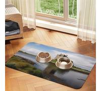 View of The Dunguaire Castle Pet Feeding Mat 40x60cm, Absorbent Dog Mat for Food and Water Bowl, PU Leather Cat Food Mat Waterproof Dog Bowl Mats Quick Dry Pet Placemats-No Stains