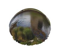 View of The Dunguaire Castle Shower Cap Reusable Elastic Bath Caps Waterproof Bath Hair Hat for Women Men Spa Salon Large Shower Bonnet Double Layer Bathing Hair Cap for Long Hair, Braids