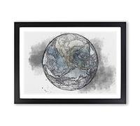 View of The Earth in Abstract Framed Print | A2 Black Framed Wall Art | Ready to Hang | Abstract Fantasy Picture | Living Room Bedroom Lounge Office