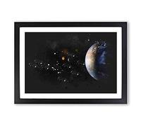 View of The Earth Paint Splash Framed Print | A2 Black Framed Wall Art | Ready to Hang | Modern Nature Picture | Living Room Bedroom Lounge Office