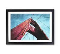 View of The Golden Gate Bridge in San Francisco Painting Framed Print | A2 Black Framed Wall Art | Ready to Hang | Modern Cityscape Picture | Living Room Bedroom Lounge Office