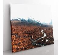 View of the Isle of Skye in Scotland in Abstract Modern Canvas Wall Art Print Ready to Hang, Framed Picture for Living Room Bedroom Home Office Décor, 35x35 cm (14x14 Inch)