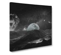 View of the Moon Canvas Print | Gallery Wrapped 30mm Frame Wall Art | 14x14 inches | Ready to Hang | Modern Space Picture | Living Room Bedroom Lounge Office