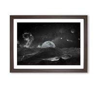 View of The Moon Framed Print | A2 Walnut Framed Wall Art | Ready to Hang | Modern Space Picture | Living Room Bedroom Lounge Office