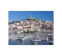 View of the Old Port and Notre-Dame de la Garde，Puzzle 1000 Pieces Of Paper Puzzles Suitable For Adults Children Families Stress Relief Puzzle Games（50x70cm）-AO17