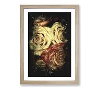 View of The Roses Paint Splash Framed Print | A2 Oak Framed Wall Art | Ready to Hang | Modern Nature Picture | Living Room Bedroom Lounge Office