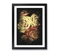 View Of The Roses Paint Splash Modern Framed Wall Art Print, Ready to Hang Picture for Living Room Bedroom Home Office Décor, Black A4 (34 x 25 cm)