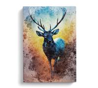 View Of The Stag No.6 Peach Canvas Print | Gallery Wrapped 30mm Frame Wall Art | 30x20 inches | Ready to Hang | Contemporary Animals Picture | Living Room Bedroom Lounge Office
