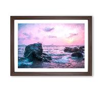 View of The Sunset in India in Abstract Framed Print | A2 Walnut Framed Wall Art | Ready to Hang | Abstract Landscape Picture | Living Room Bedroom Lounge Office