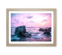 View Of The Sunset In India In Abstract Modern Art Framed Print | A3 Oak Framed Wall Art | Ready to Hang | Abstract Landscape Picture | Living Room Bedroom Lounge Office