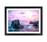 View Of The Sunset In India In Abstract Modern Art Framed Print | A4 Black Framed Wall Art | Ready to Hang | Abstract Landscape Picture | Living Room Bedroom Lounge Office